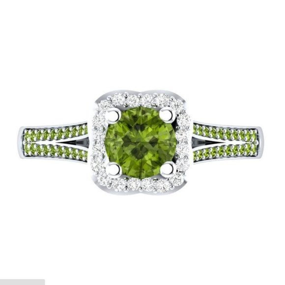 New Gorgeous 925 Silver Diamond Peridot Ring - Picture 4 of 4